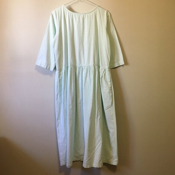 French Quintessence Elgantine Dress in Powder Blue Gingham Cotton - Picture 3 of 16